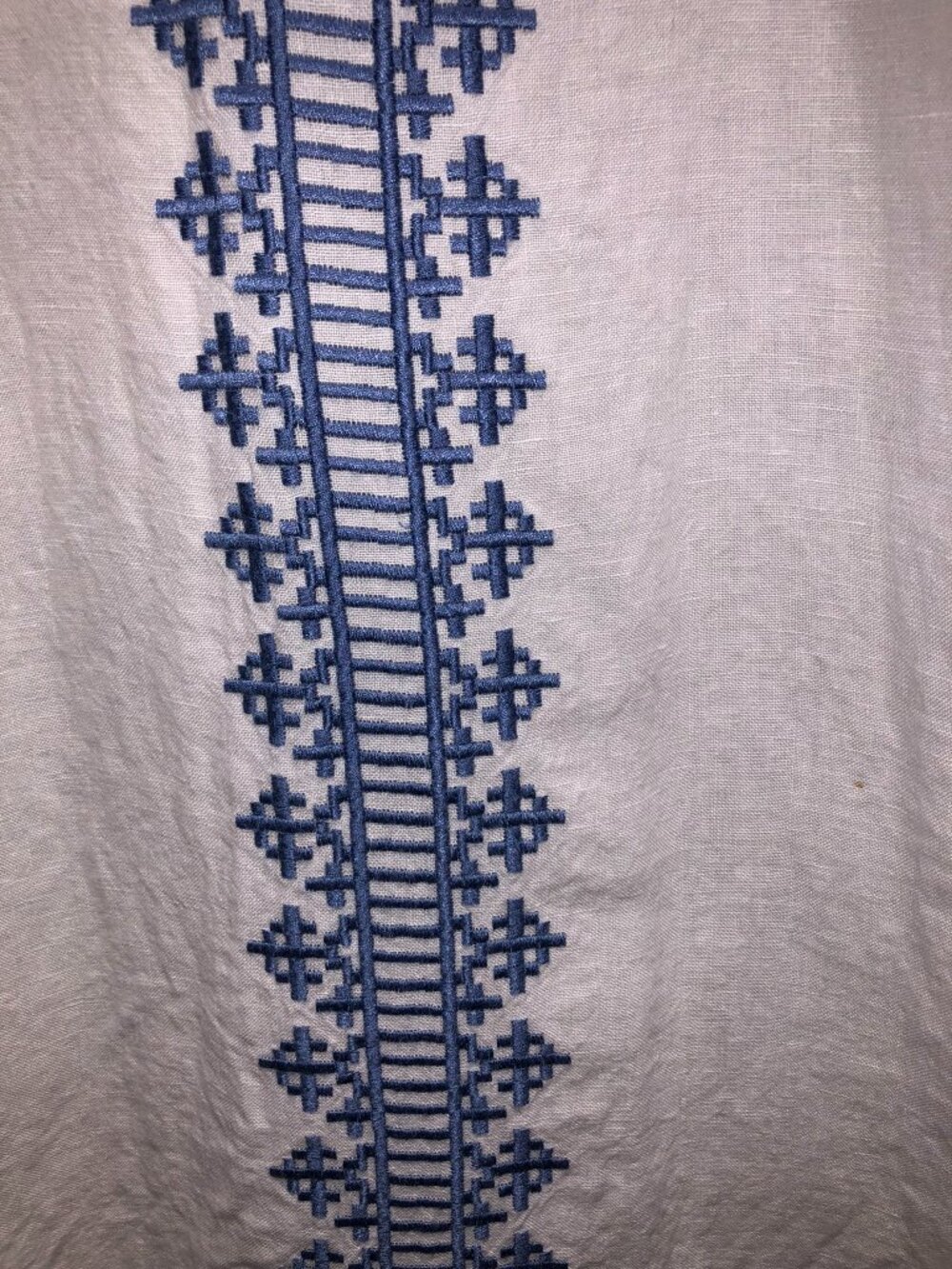 Sigrid Olsen 100% Linen White Blue Embroidered Halter Shift Dress Medium - Picture 2 of 7